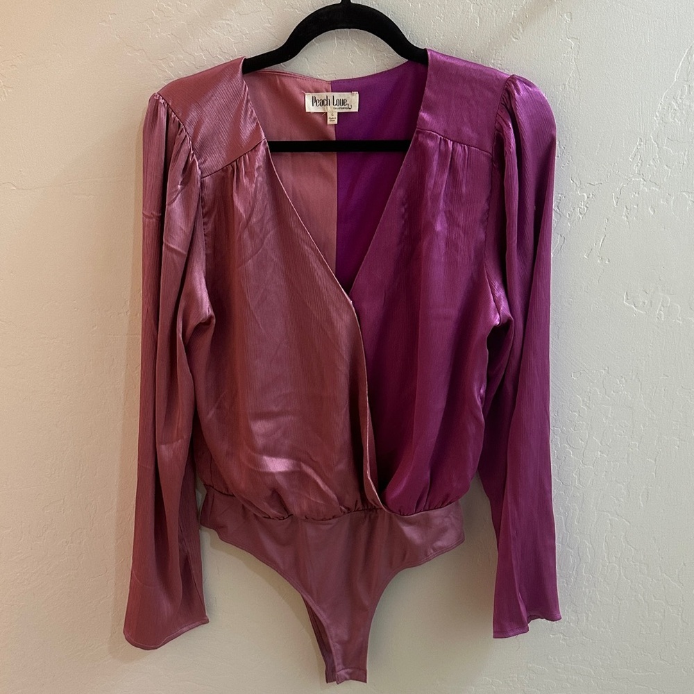 Peach Love California Satin Pink Bodysuit